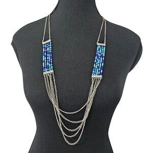 Reitmans Woman's Beaded Necklace | Long 16" Silver